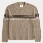 Striped Crew Sweater - brown stripe