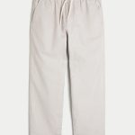 Linen-Blend Loose Pull-On Pants - cream