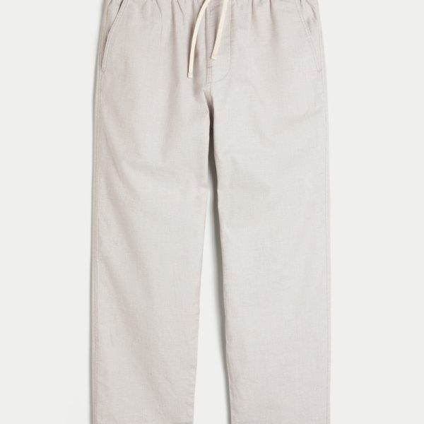 Linen-Blend Loose Pull-On Pants - cream