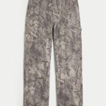 Leopard Print Baggy Painter Jeans - tan camo