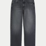 Leopard Print Baggy Painter Jeans - washed black