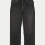 Leopard Print Baggy Painter Jeans - washed black