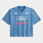 Baggy Heavyweight Crop Dodge Graphic Camo Tee - washed blue