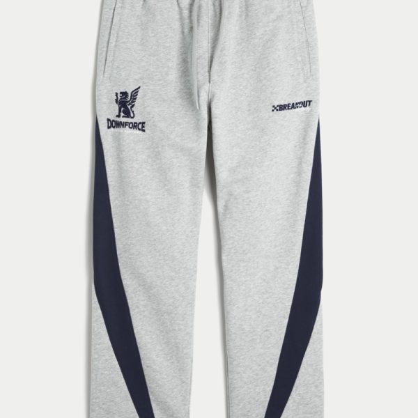 Heavyweight Terry Racing Graphic Baggy Sweatpants - heather gray