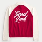Relaxed Lunar New Year Graphic Quarter-Zip Sweater - cream and red