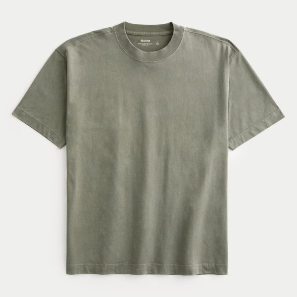 Heavyweight Boxy Crew T-Shirt - washed dark olive