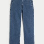 Dark Wash Baggy Painter Jeans - medium wash painter