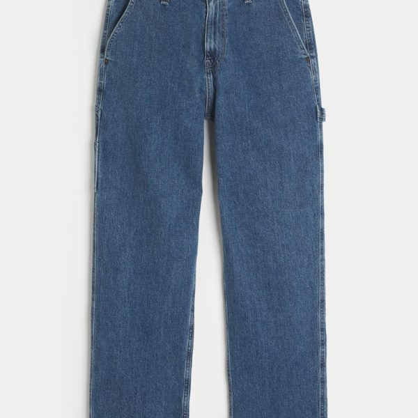 Dark Wash Baggy Painter Jeans - medium wash painter