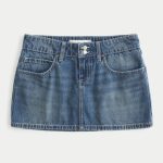 Low-Rise Embroidered Denim Mini Skort - medium
