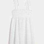 Babydoll Tie-Strap Mini Dress - white