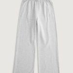 Dog Graphic Wide-Leg Sweatpants - light heather grey