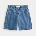 Low-Rise Dark Rinse Wash Baggy Jort - medium