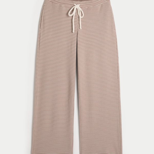 Gilly Hicks Waffle Lace Straight Pants - light brown stripe