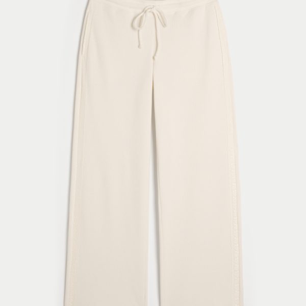 Gilly Hicks Waffle Lace Straight Pants - cloud white