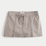 Pleated Mini Skirt - taupe