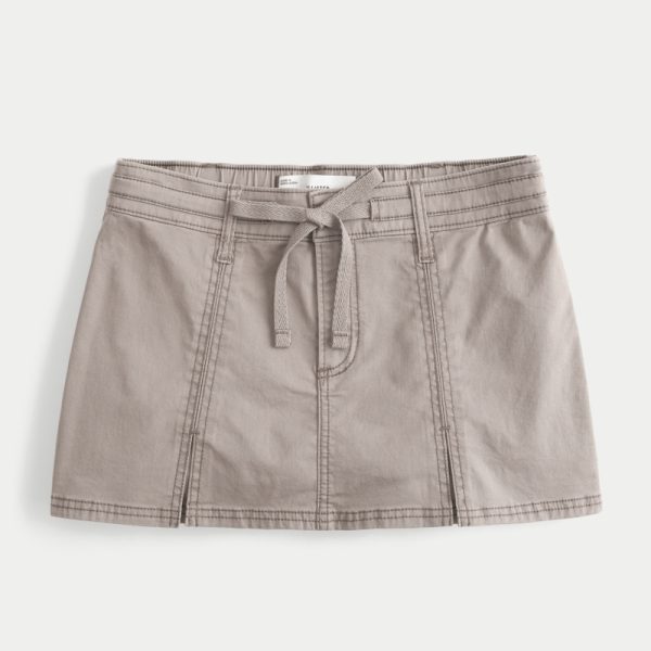 Pleated Mini Skirt - taupe