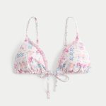 Embellished Triangle Bikini Top - light pink floral
