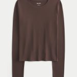 Seamless Fabric Long-Sleeve Crew Top - espresso