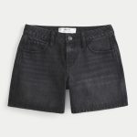 Low-Rise Washed Black Baggy Denim Shorts 5" - washed black