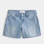 Low-Rise Washed Black Baggy Denim Shorts 5" - medium