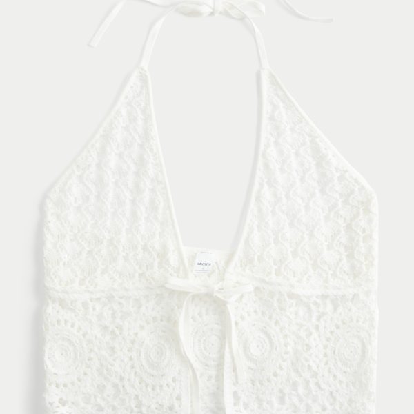 Crochet-Style Cover Up Top - white