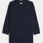 Cozy Cable-Knit Sweater Dress - navy blue