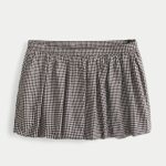 Denim Bubble Mini Skirt - espresso check