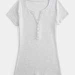 Short-Sleeve Henley - light grey sd/texture