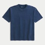 Boxy Heavyweight Washed Crew T-Shirt - washed navy