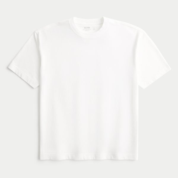 Boxy Heavyweight Washed Crew T-Shirt - white