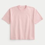 Boxy Heavyweight Crop Crew T-Shirt - washed dark pink