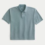 Boxy Crop Washed Polo - washed olive