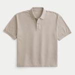 Boxy Crop Washed Polo - tan