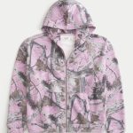 Boxy Zip-Up Hoodie - pink camo