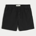 Mid-Thigh Twill Pull-On Shorts - black