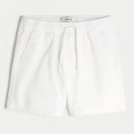 Mid-Thigh Linen-Blend Pull-On Shorts - white