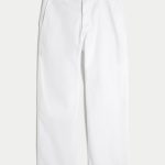 Linen-Blend Flex-Waist Baggy Pants - white