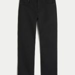 Medium Wash Straight Jeans - black