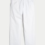 Linen-Blend Loose Pull-On Pants - white