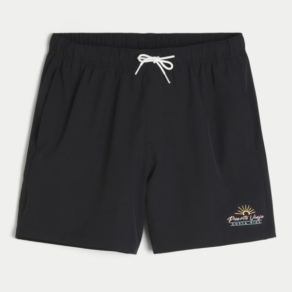 Mid-Thigh Volley Swim Trunks - black