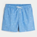 Mid-Thigh Volley Swim Trunks - light blue print