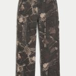 Leopard Print Baggy Painter Jeans - dark brown camo
