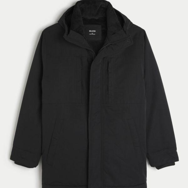 Faux Fur-Lined Parka - black