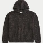 Boxy Hoodie - dark brown print
