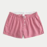 Flannel Boxer Shorts - crimson check