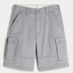 At-the-Knee Baggy Cargo Shorts - dark gray