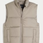 Zip-Up Puffer Vest - tan
