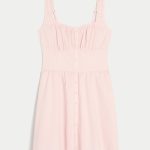 Button-Front Mini Dress - light lilac