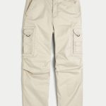 Flex Waistband Baggy Cargo Pants - cream