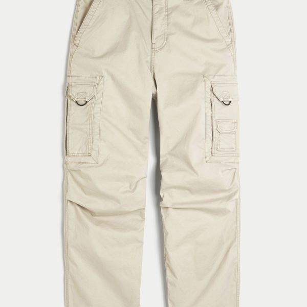 Flex Waistband Baggy Cargo Pants - cream